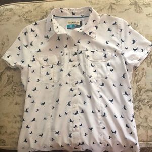 Magellan light weight, short sleeve  white & navy